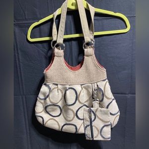 Canvas Shoulder Bag with Circle Detail